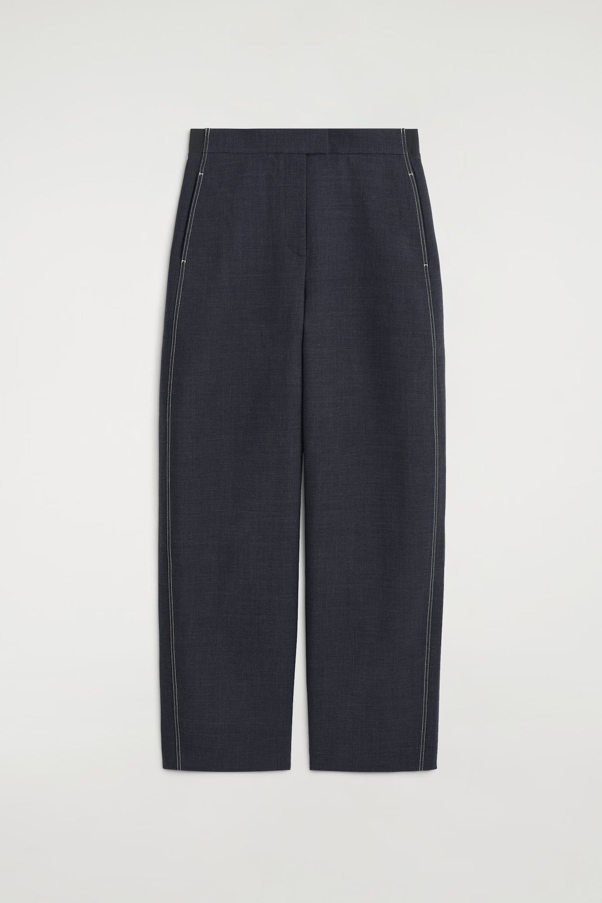 TOPSTITCHED BARREL-LEG PANTS